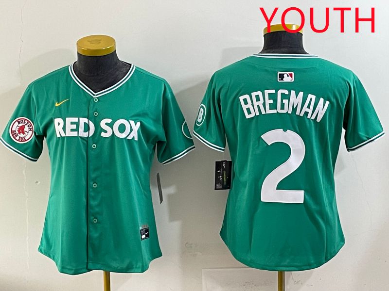 Youth 2025 Boston Red Sox 2 Bregman Dark Green Joint Name Nike MLB Jersey style 8